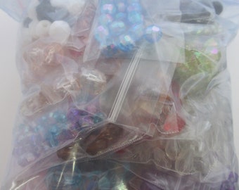 Lot 9, Assorted Acrylic Bead Lot, Big Hole Beads, Children's Beads, Bead Soup, Rainbow Color, Assortment of mixed Beads, Gemstones,