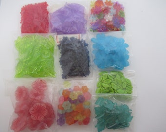 Lot 12, Assorted Acrylic Bead Lot, Big Hole Beads, Children's Beads, Bead Soup, Rainbow Color, Assortment of mixed Beads, Gemstones,