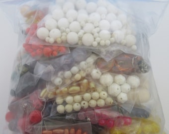 Lot 8, Assorted Acrylic Bead Lot, Big Hole Beads, Children's Beads, Bead Soup, Rainbow Color, Assortment of mixed Beads, Gemstones,