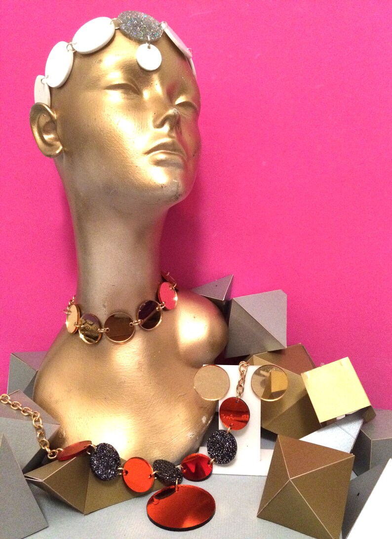DISCO DISCO; Mirrored Perspex Choker