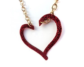 Heart Glitter Perspex Necklace