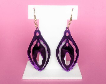 IN CLIT NITO; Large Mirrored Perspex Earrings