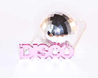 Disco Small Mirrored Perspex Necklace | Reflective Statement Jewelry | Kokomo Design