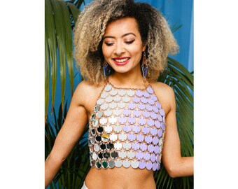 DISCO HALTER Mirrored & Matt Perspex Top -