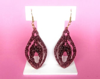 IN CLIT NITO; Large Glitter Perspex Earrings