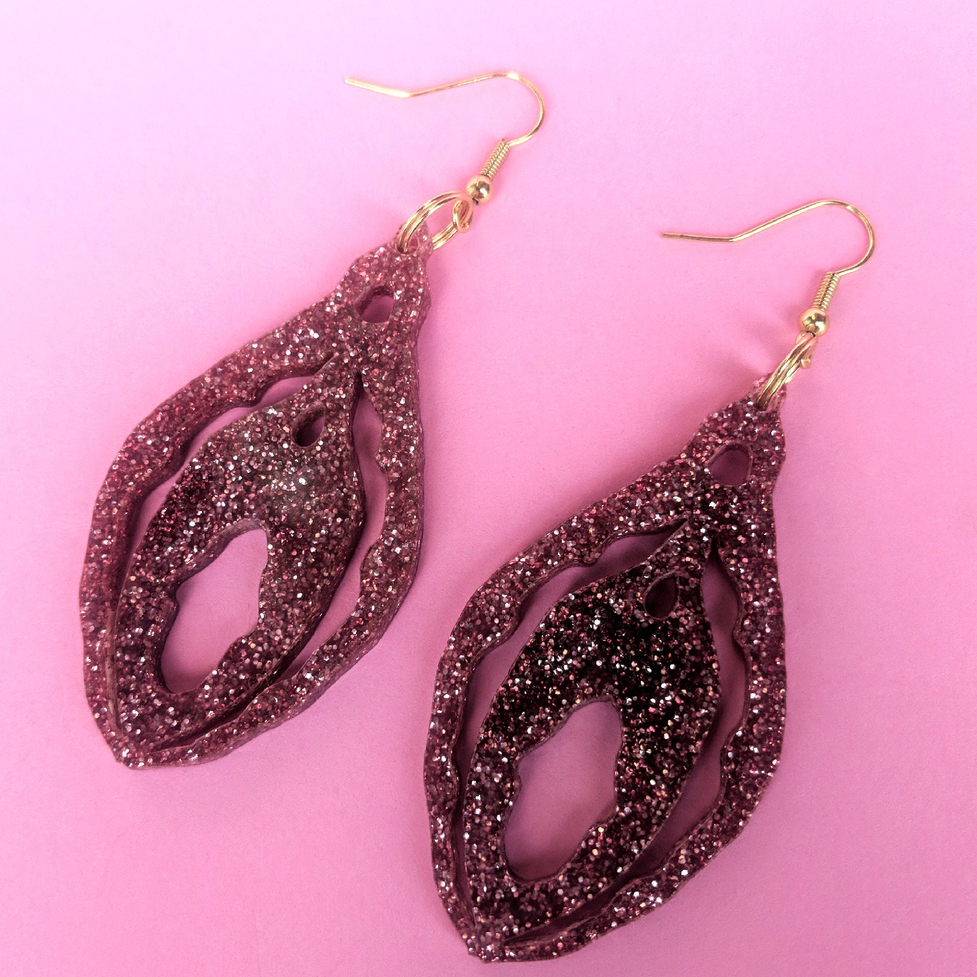 IN CLIT NITO Large Glitter Perspex Earrings Etsy UK