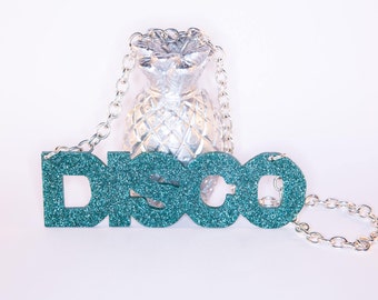 DISCO; Glitter Perspex Statement Necklace