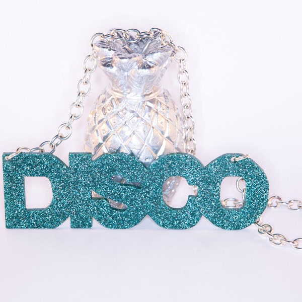 DISCO; Glitter Perspex Statement Necklace