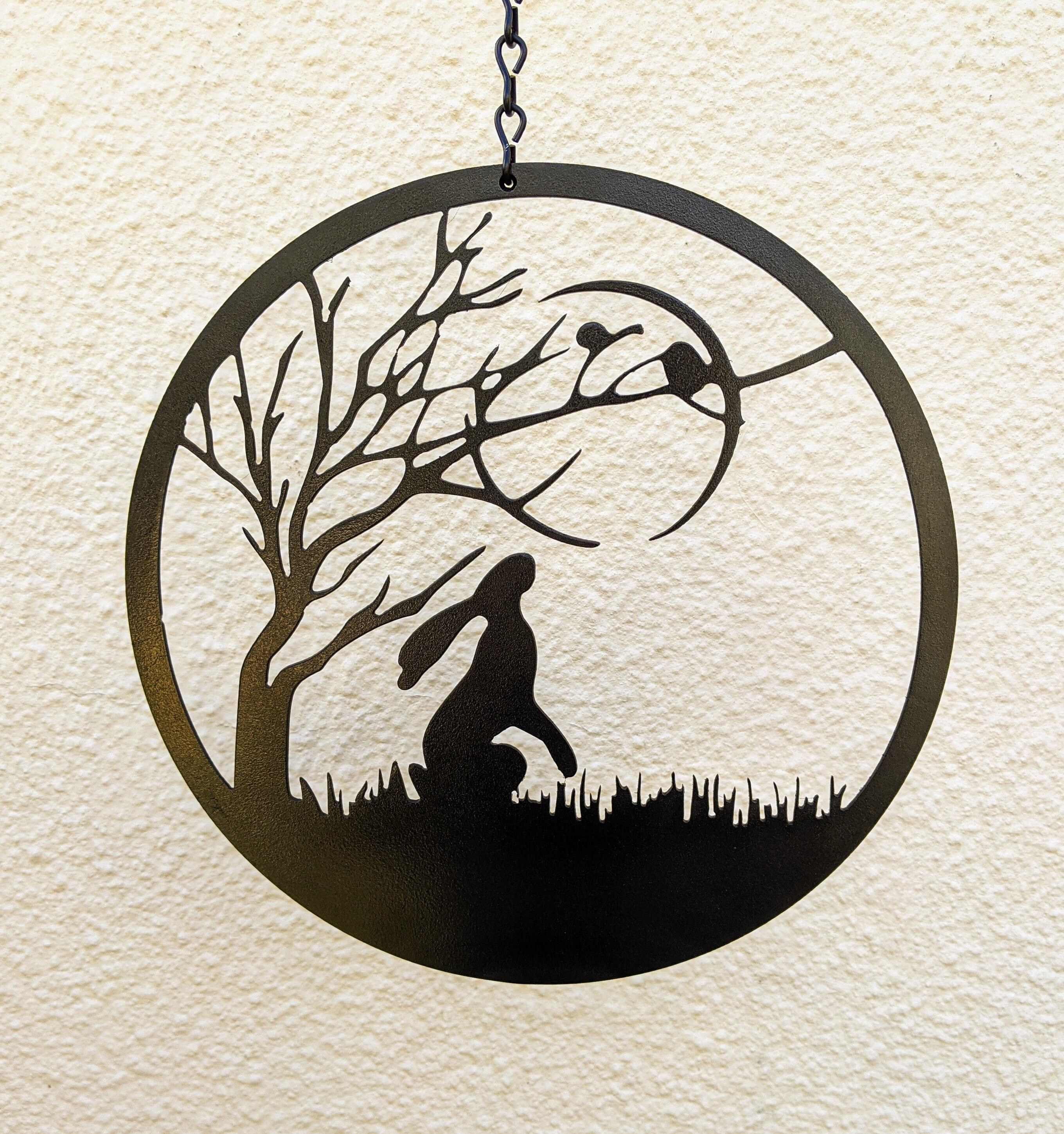 Moon Gazing Hare Metal Garden Wall Art Home Decor Wall Hanging Etsy