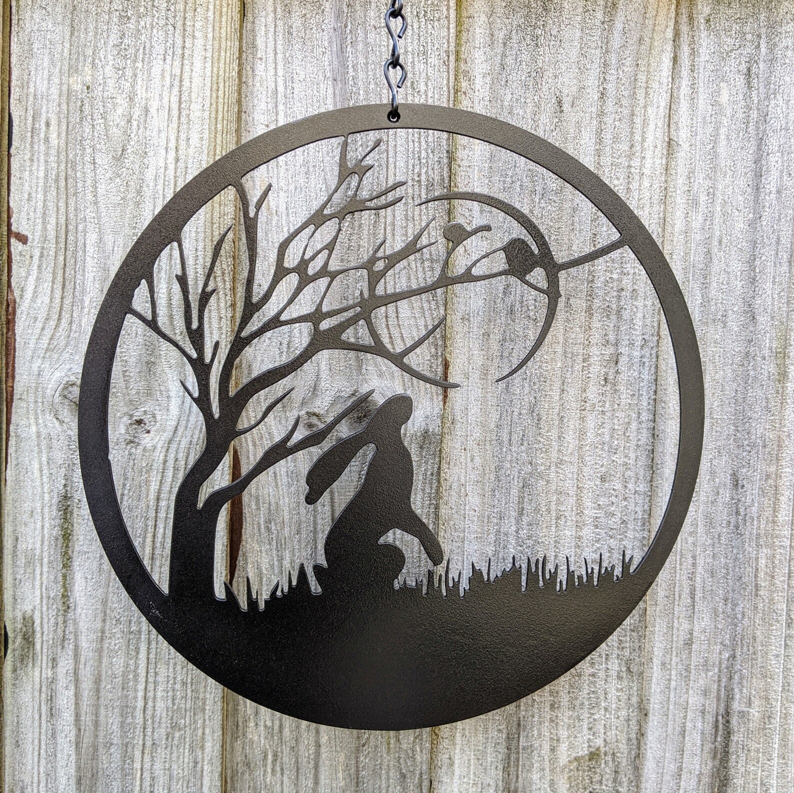 Moon Gazing Hare Metal Garden Wall Art Home Decor Wall Hanging Etsy