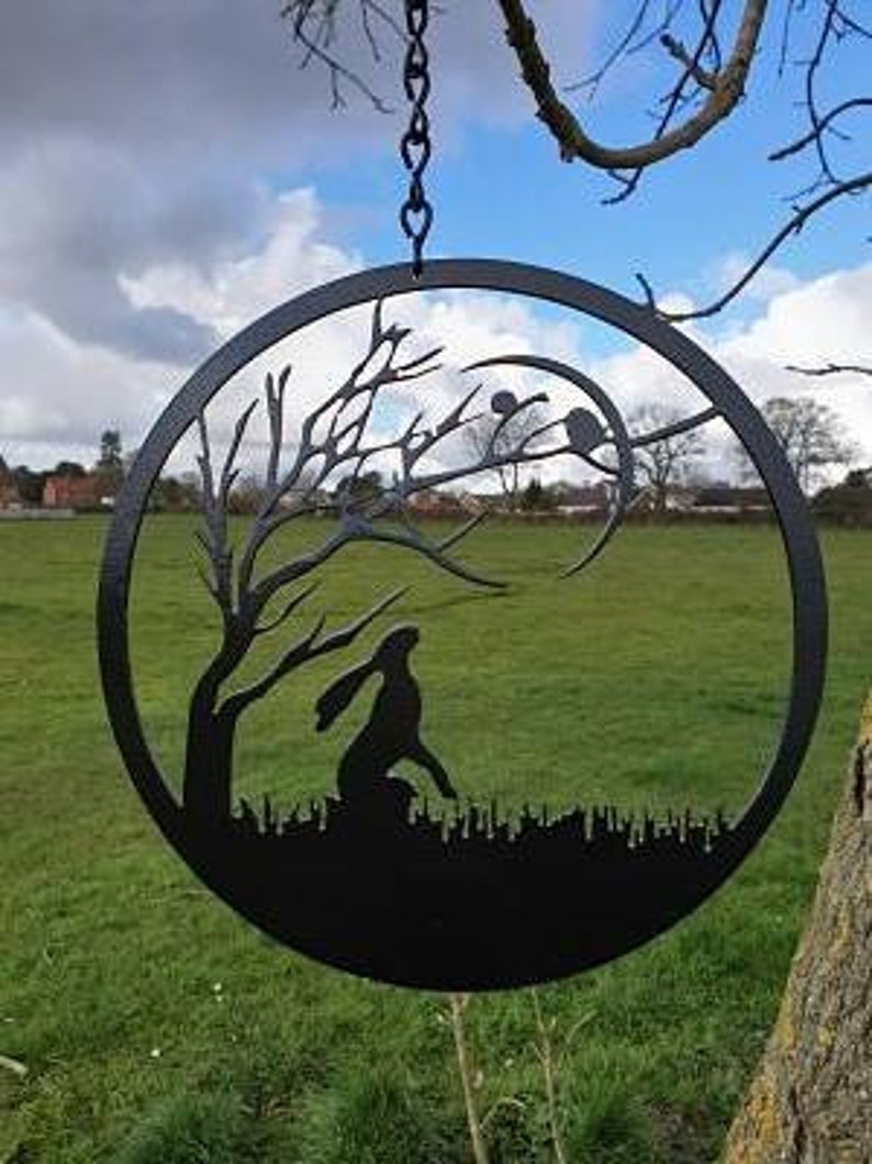Moon Gazing Hare Under the Tree. Metal Garden Wall Art. Made Etsy UK