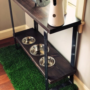 Custom Order Verona Style Console Table and Raised Dog Feeder made with Flat Bar Steel legs. Fully Customizable eating height . image 2