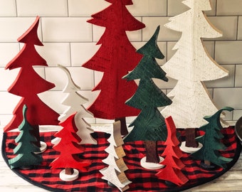 Whimsical Wooden Christmas Trees Handmade in assorted sizes and colors - Holiday Decor