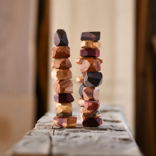 Wooden Stacking Rocks or Balancing Stones. Made from assorted Hard Woods & Burls!  Great Gift for All ages!