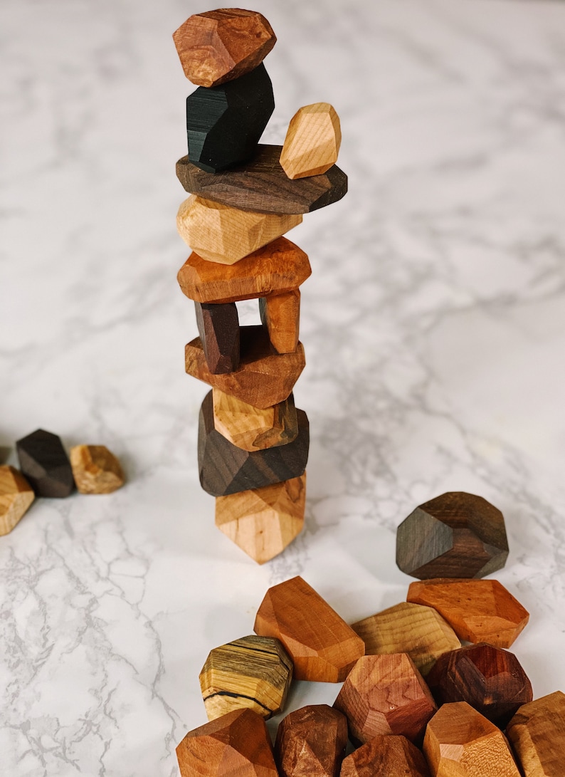 Wooden Stacking Rocks or Balancing Stones. Made From Assorted Etsy