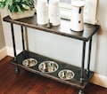 Custom Order Verona Style Raised Dog Feeder Built into Industrial Style Console Table.