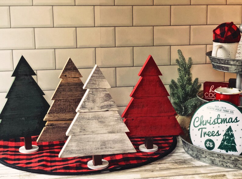 Rustic Wooden Christmas Trees Made From Reclaimed WI Barnwood Etsy Canada