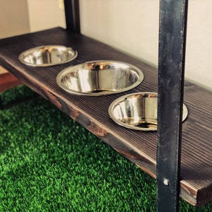 Custom Order Verona Style Console Table and Raised Dog Feeder made with Flat Bar Steel legs. Fully Customizable eating height . image 5