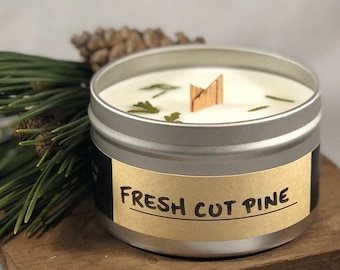 Fresh Cut Pine | Wood Wick Soy Wax Scented Candle | Pine, Christmas, Self-Care, Natural, Winter, Host Gift, Forest, Best Seller, Homemade