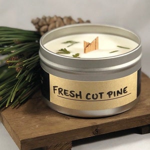 Fresh Cut Pine | Wood Wick, Soy Wax Scented Candle | Pine, Forest, Natural Scent, Friend Gift, Best Seller, Homemade, Outside, Woodsy, Fresh