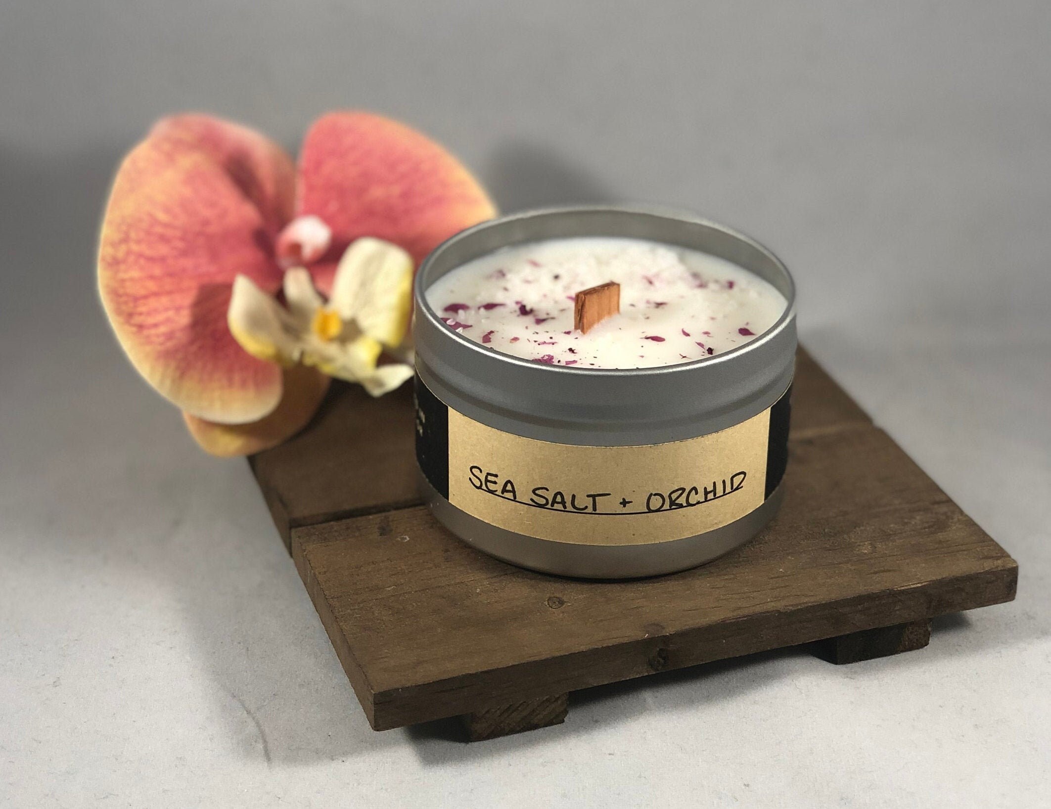 Sea Salt + Orchid, - Wood Wick, Handmade Soy Wax Scented Candle | Hou…