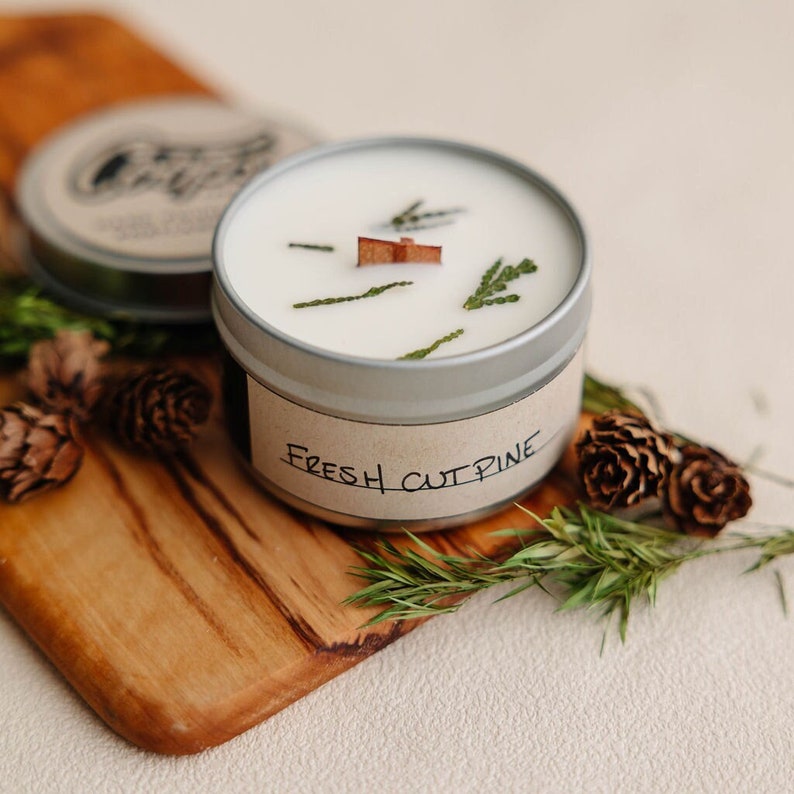 Fresh Cut Pine Wood Wick, Soy Wax Scented Candle Pine, Forest, Natural Scent, Friend Gift, Best Seller, Homemade, Outside, Woodsy, Fresh image 2