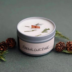 Fresh Cut Pine | Wood Wick, Soy Candle | Natural Scent, Travel Tin