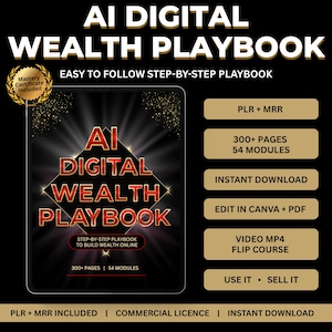 Sistema di ricchezza digitale AI: modello Canva per corso di 54 moduli (PLR + MRR)