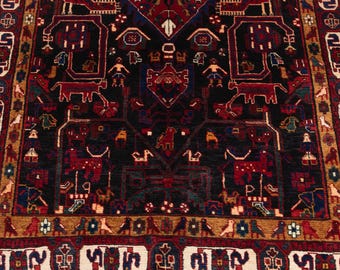 5x11 Statement Vintage Wool Rug, Turkish Hand-Knotted Large Nomadic Carpet 10'9"x5'4" #3802
