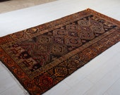 8.3 x 4.03ft Excellent hand knotted Caucasian vintage low pile worn area rug handmade faded rustic orange antique oriental wool carpet 1420