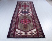 9.9ft x 3.31ft Excellent Hand-Knotted Vintage Caucasian Tribal Runner Rug 10ft Handmade Brige Brown Handmade Hallway Wool Carpet 2225