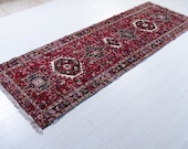 9.12ft x 3.21ft Excellent Hand-Knotted Caucasian Vintage Runner Rug 9 39 Long Handmade Low Pile Red Tribal Hallway Wool Carpet 2230