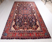9.8ft x 5.2ft Excellent Hand-Knotted Vintage Tribal Rug 5x10 Handmade Soft Antique Bohemian Wool Carpet 2003