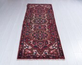 6.6ft x 2.46ft Excellent Hand-Knotted Vintage Short Runner Rug Faded Red Handmade Tribal Small Hallway Carpet 2240