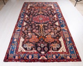 10 39 x 5 39 1 quot Excellent Hand-Knotted Antique Tribal Caucasian Runner Rug 5x10 Handmade Soft Navy Blue Vintage Wool Carpet 1956