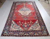 9.25ft x 5.31ft Excellent hand knotted large Caucasian vintage area rug, rare handmade rustic red antique oriental wool carpet 1447