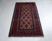 5.77ft x 3.18ft Excellent hand knotted tribal Afghan antique worn rug, boho handmade faded brown vintage low pile small wool carpet 1444