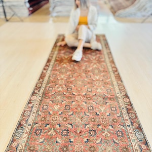 Tariff Free - 3x9 Amazing Vintage Runner Rug, Rare Hand-Knotted Turkish Runner Rug, Faded Runner Rug, Antique Hallway Carpet 9&#39;4&quot;x3&#39;3&quot; #4247