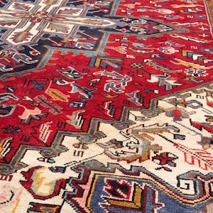 7x10 Excellent Vintage Rug, Red Area Rug, Hand-Knotted Caucasian Rug, Large Wool Rug, Soft Handmade Carpet 9&#39;11&quot;x6&#39;8&quot; #2760