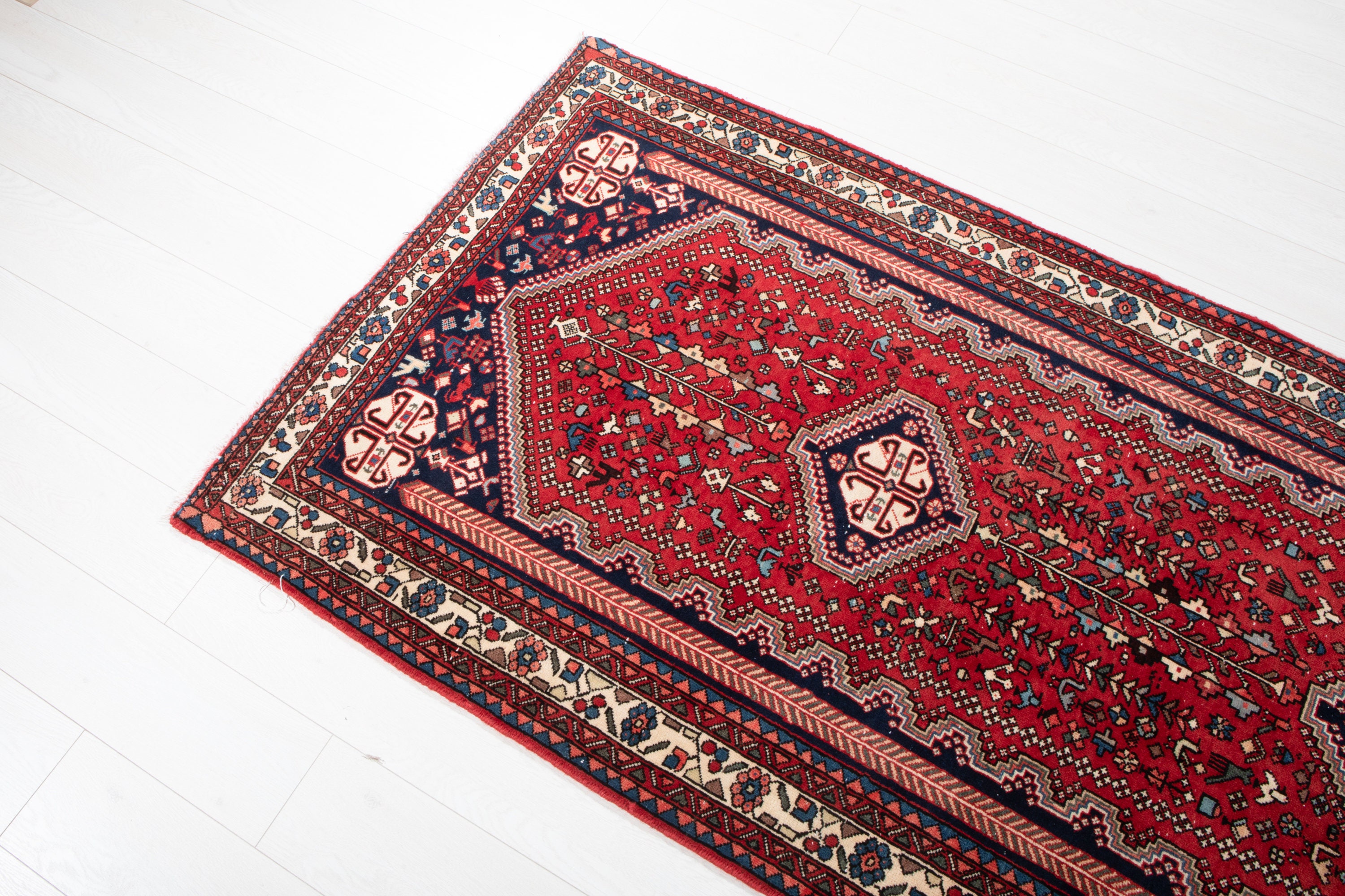 3x10 Vintage Runner Rug, Hand-Knotted Turkish Runner Rug, Hallway Runner Rug, Hallway Carpet, Red Runner Rug 9' 5" x 3' 5" #2801