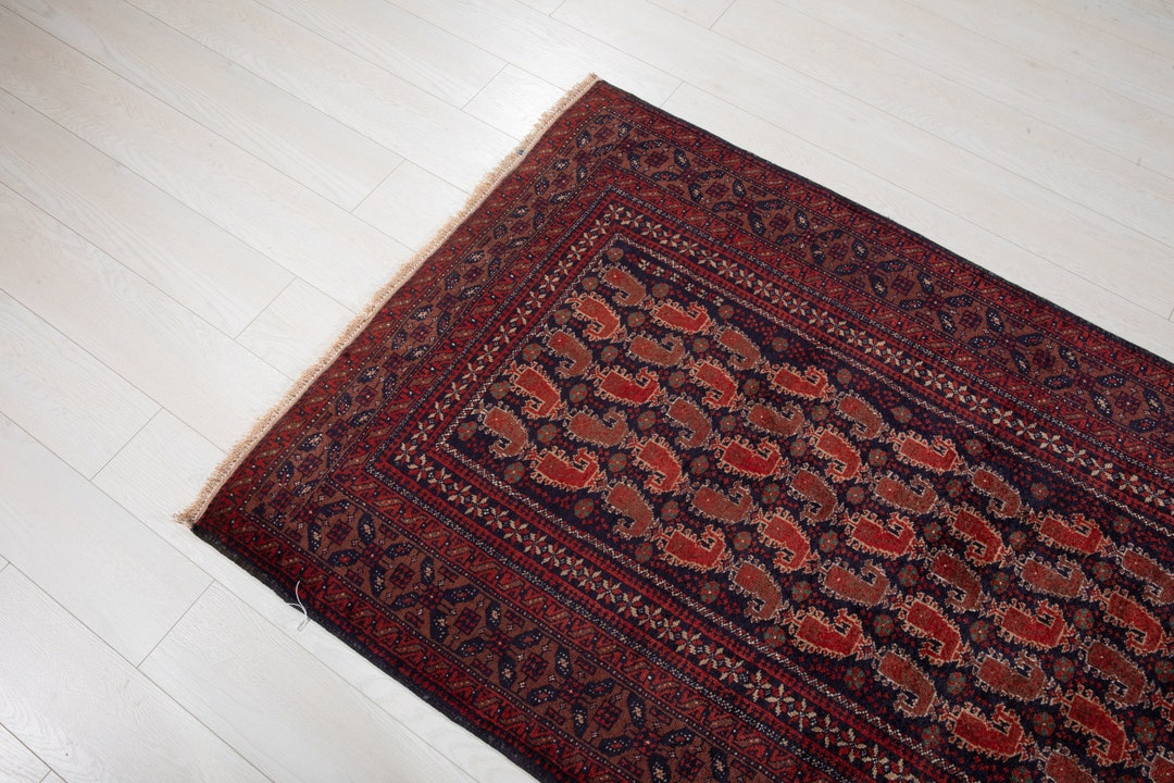 Vintage Rug 3x6 Dark Navy Blue Handmade Handknotted Fine Etsy