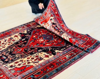 5x8 Timeless Large Vintage Rug Turkish Antique 8'6"x5'4" Tribal Blue Area Rug #4468