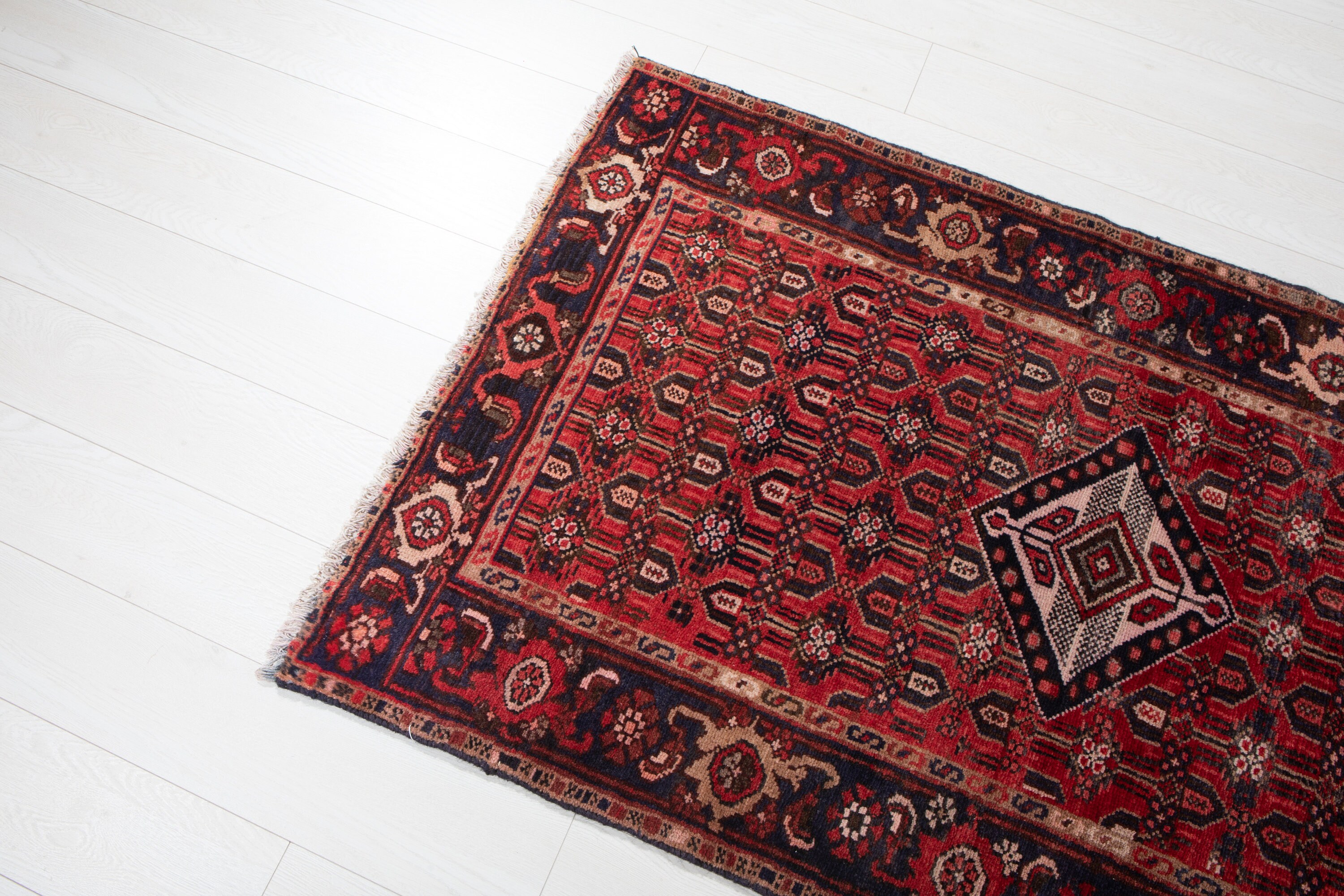 Vintage Runner Rug Red Navy Blue 9' 10 x 3' Etsy