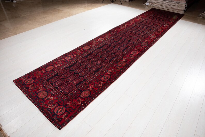 16 ft Long Rare Vintage Runner Rug, Antique Turkish Collectible Hallway Carpet, Handmade Runner Rug 16' 9" x 3' 7" #4192 image 3