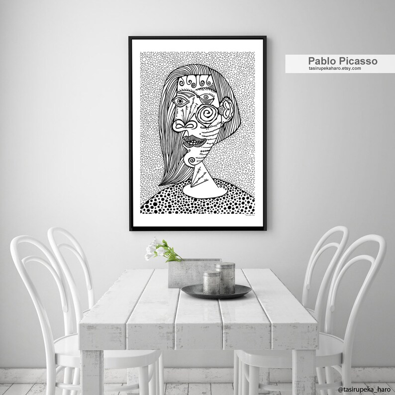 woman decoration art,surreal illustration Pablo Picasso print Picasso painting dot Cubism Woman Picasso wall art print Abstract woman
