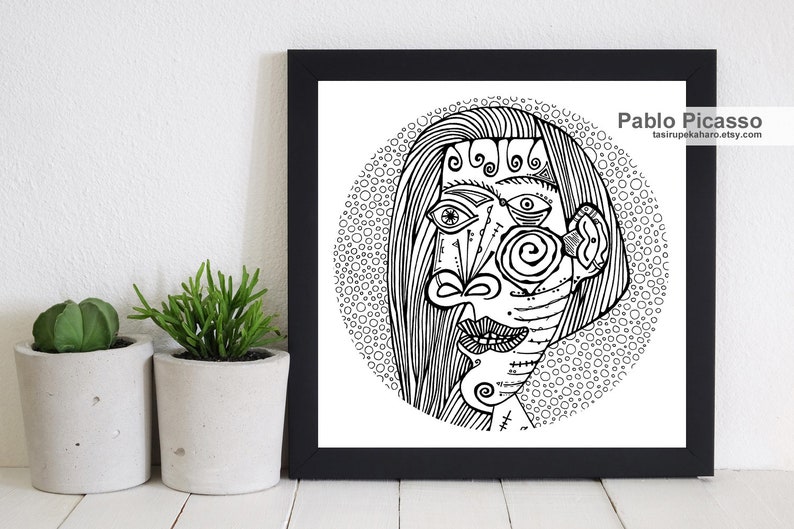 woman decoration art,surreal illustration Pablo Picasso print Picasso painting dot Cubism Woman Picasso wall art print Abstract woman