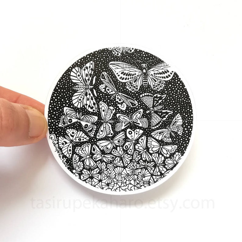 Free Shipping Polka Dots Laptop stickers Vinyl Sticker Art zen Escher car Illustrated Sticker high quality Butterflies tessellation