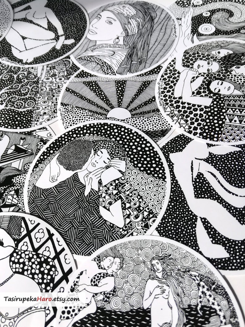 Free Shipping Polka Dots Laptop stickers Vinyl Sticker Art zen Escher car Illustrated Sticker high quality Butterflies tessellation