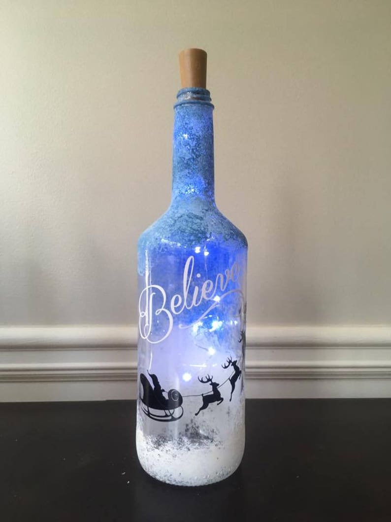 Christmas Decorated Wine Bottles Etsy