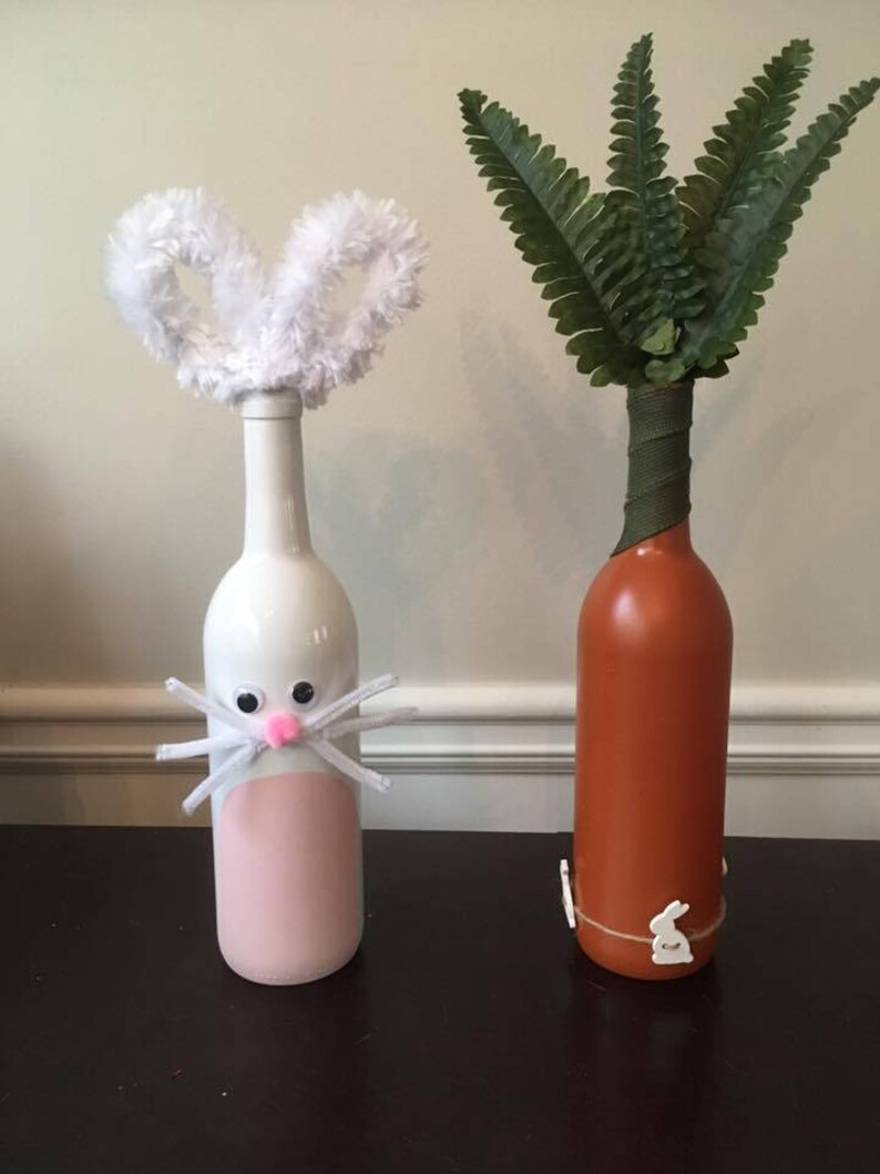 Easter Decorated Wine Bottles Etsy
